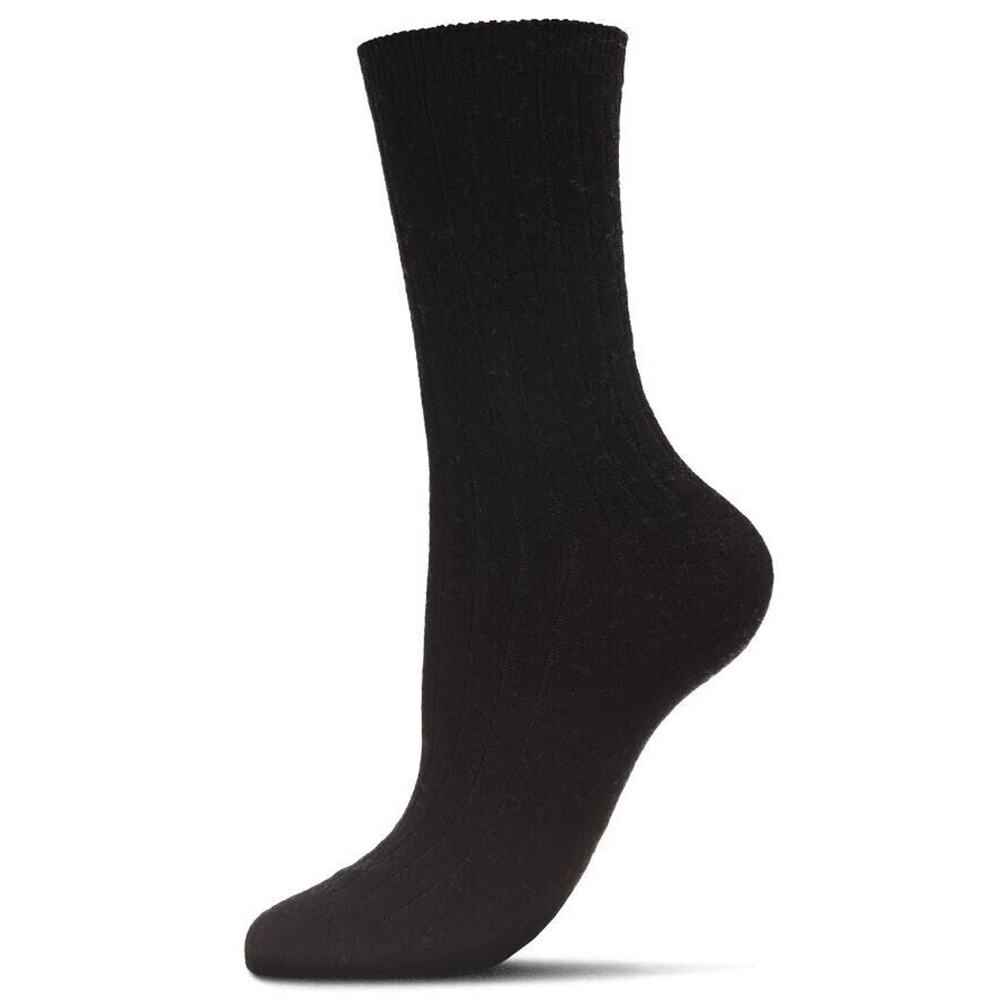 MeMoi Women's Soft Solid Luxe Ribbed Cashmere Blend Crew Socks Fits Shoe Sz 4-10
